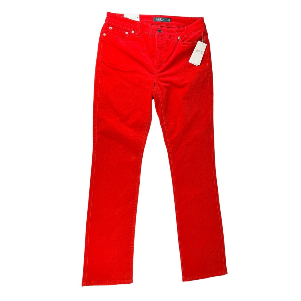Lauren Ralph Lauren Premier Straight Red Corduroy Pants Womens 8 NWT